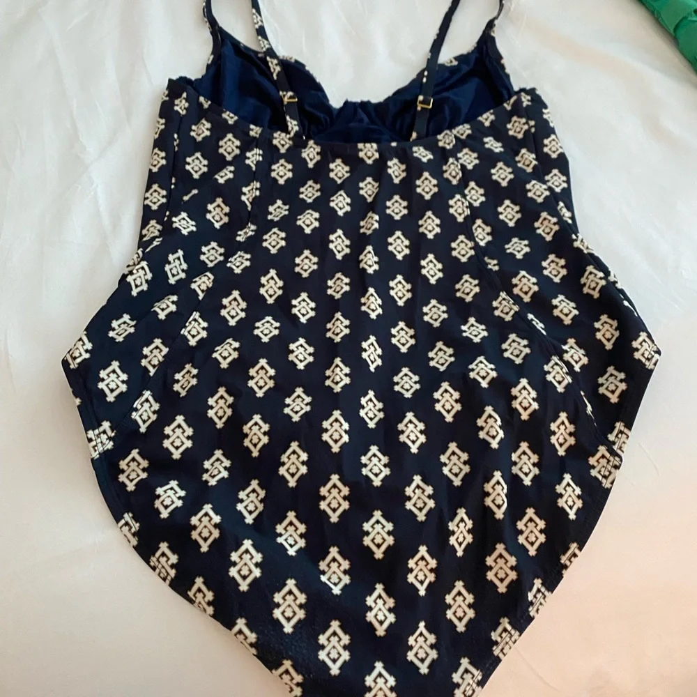 Tory Burch Navy and White One-Piece Swimsuit
